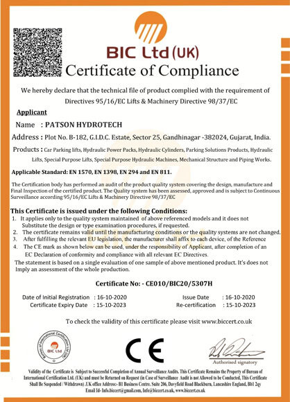 patson hydrotech certificate